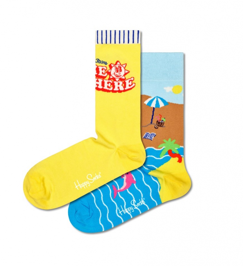 Happy Socks 2-Pack Wish You Were Here Gift Set Unisex Gelb | Schweiz 18765GIKY