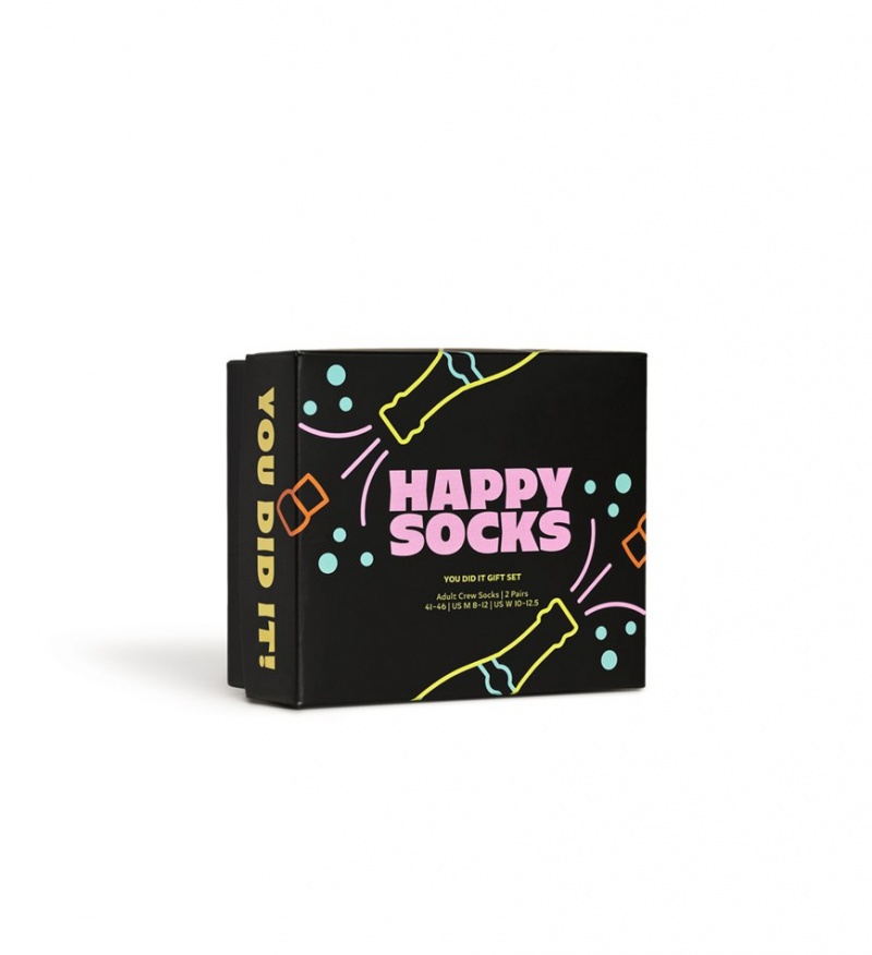 Happy Socks 2-Pack You Did It Socks Gift Set Unisex Schwarz | Schweiz 84710TVJQ