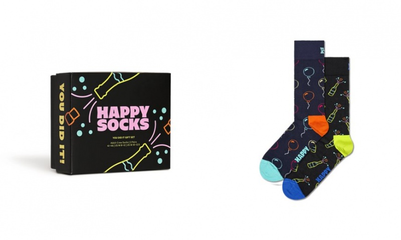 Happy Socks 2-Pack You Did It Socks Gift Set Unisex Schwarz | Schweiz 84710TVJQ