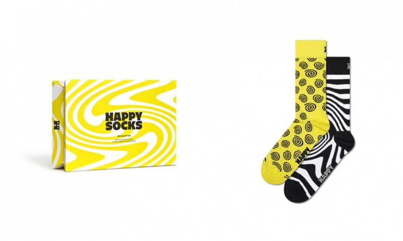 Happy Socks 2-Pack Zig Zag Socks Gift Set Unisex Gelb | Schweiz 20769ZPKN