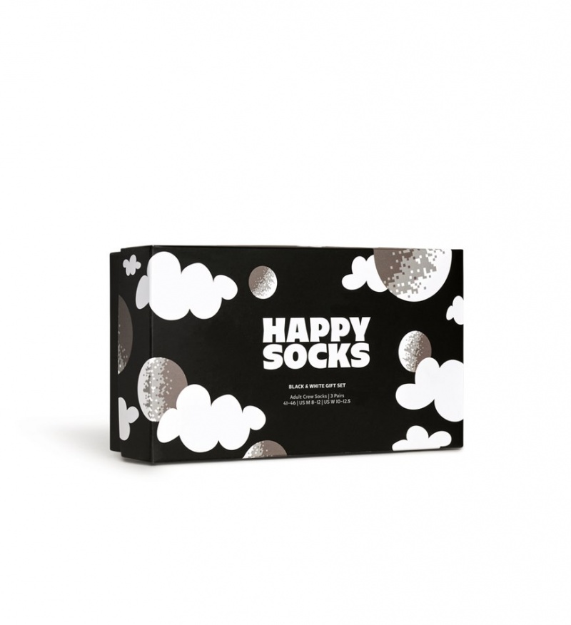 Happy Socks 3-Pack Black And White Socks Gift Set Unisex Schwarz | Schweiz 27648EGMV