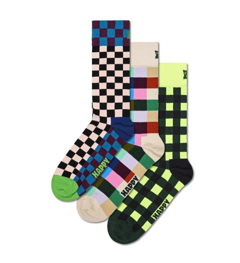 Happy Socks 3-Pack Check It Out Socks Gift Set Unisex Weiß | Schweiz 53278IQPW