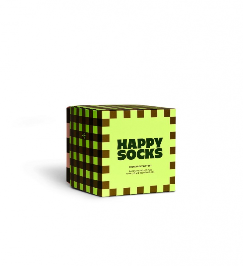 Happy Socks 3-Pack Check It Out Socks Gift Set Unisex Weiß | Schweiz 53278IQPW