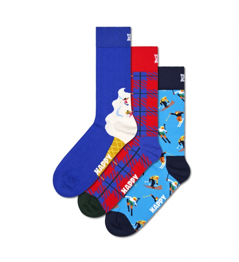 Happy Socks 3-Pack Downhill Skiing Socks Gift Set Unisex Blau | Schweiz 04596GCEQ