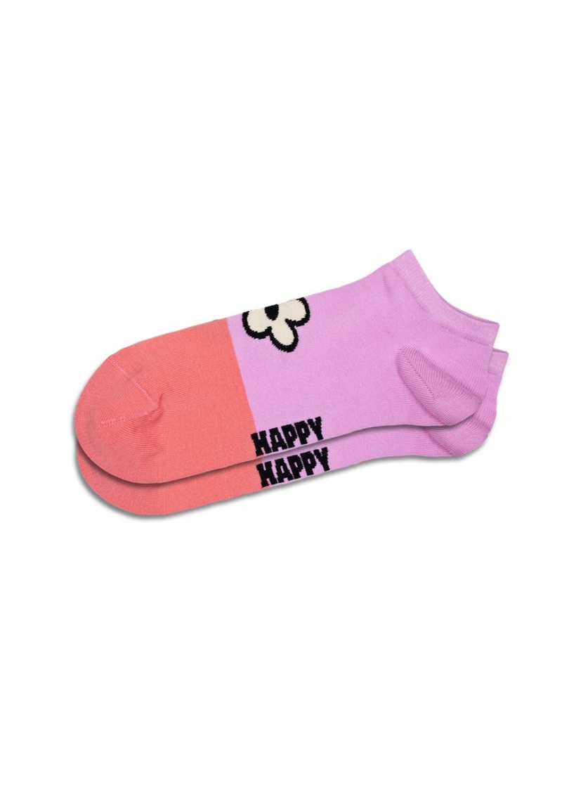 Happy Socks 3-Pack Flower Low Socken Unisex Dunkelrosa | Schweiz 61578PSAR