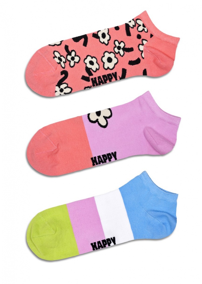 Happy Socks 3-Pack Flower Low Socken Unisex Dunkelrosa | Schweiz 61578PSAR