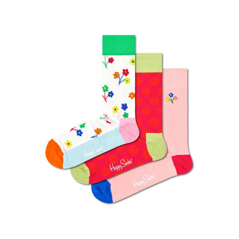 Happy Socks 3-Pack Flower Socks Gift Set Unisex Weiß | Schweiz 81294YQOS