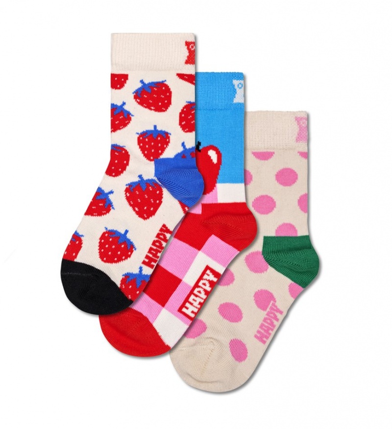 Happy Socks 3-Pack Fruits & Berries Gift Set Kinder Weiß | Schweiz 79416BTWK