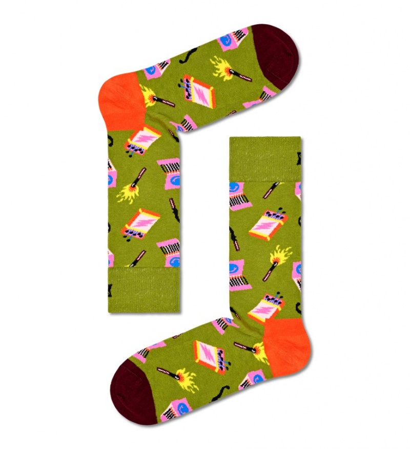 Happy Socks 3-Pack Happy Camper Socks Gift Set Unisex Dunkelgrün | Schweiz 36081BKWY