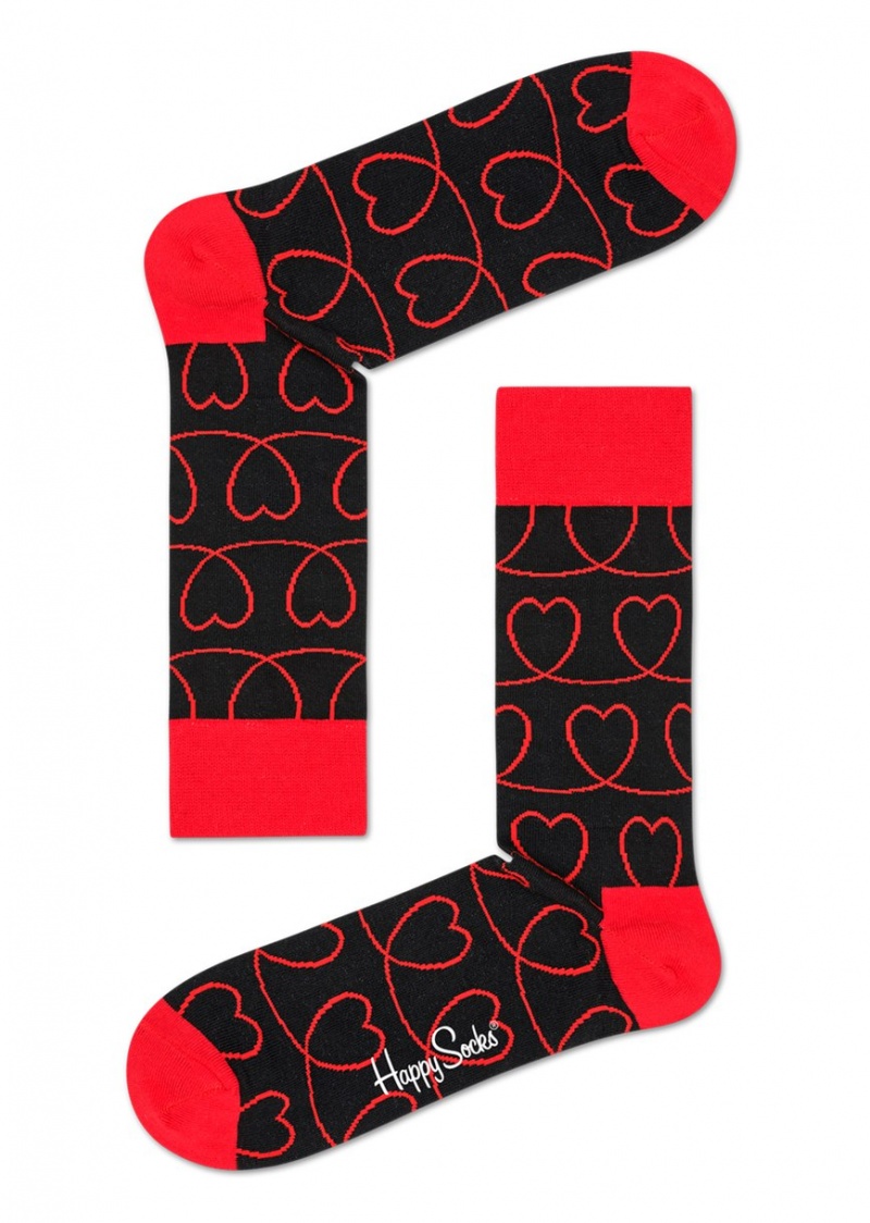 Happy Socks 3-Pack Heart Socks Gift Set Unisex Schwarz | Schweiz 90372HJYA