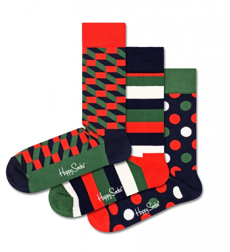 Happy Socks 3-Pack Klassische Holiday Socks Gift Set Unisex Rot | Schweiz 84361MKSN