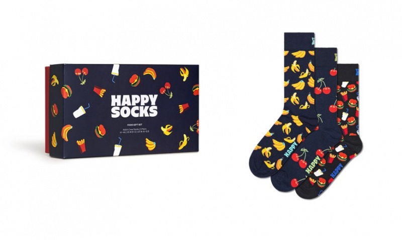 Happy Socks 3-Pack Lebensmittel Socks Gift Set Unisex Navy | Schweiz 16092PUGR