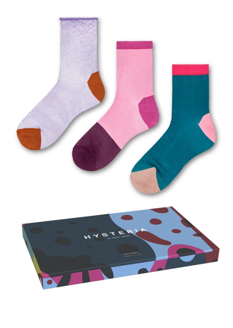 Happy Socks 3-Pack Margret Gift Set Unisex Dunkelrosa | Schweiz 87160FBXU