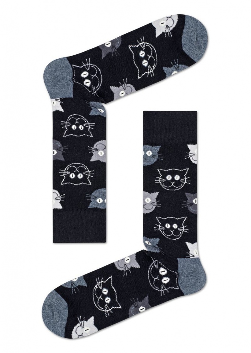 Happy Socks 3-Pack Mixed Cat Socks Gift Set Unisex Navy | Schweiz 92637GVUJ