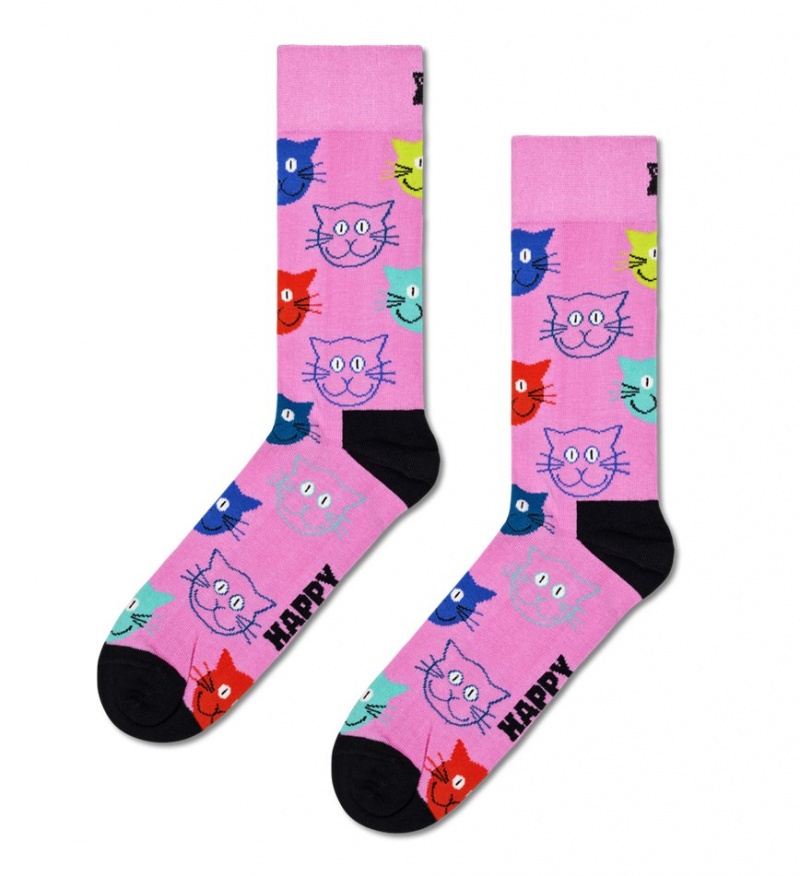 Happy Socks 3-Pack Mixed Cat Socks Gift Set Unisex Navy | Schweiz 19738POMN