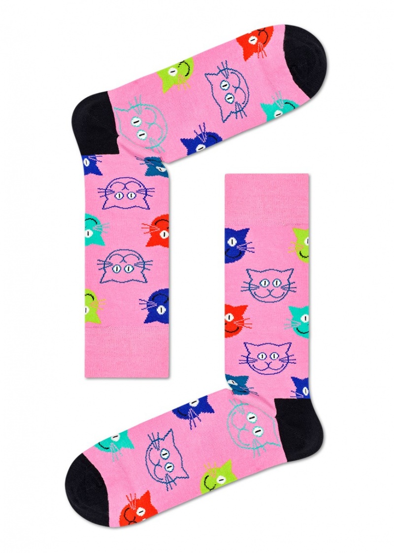 Happy Socks 3-Pack Mixed Cat Socks Gift Set Unisex Navy | Schweiz 57904ECGQ