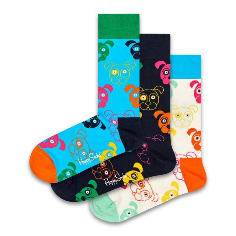 Happy Socks 3-Pack Mixed Dog Socks Gift Set Unisex Navy | Schweiz 68945QDIS