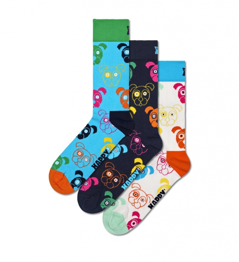 Happy Socks 3-Pack Mixed Dog Socks Gift Set Unisex Navy | Schweiz 54631RSLM