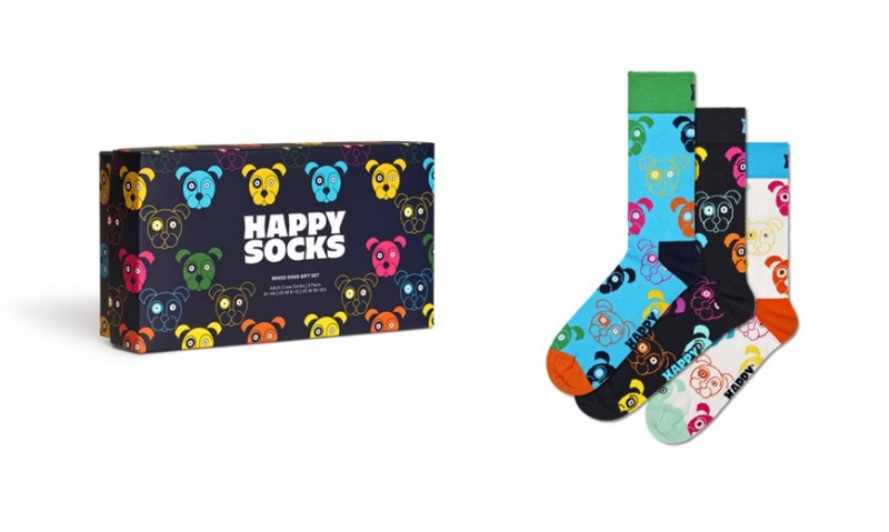 Happy Socks 3-Pack Mixed Dog Socks Gift Set Unisex Navy | Schweiz 54631RSLM