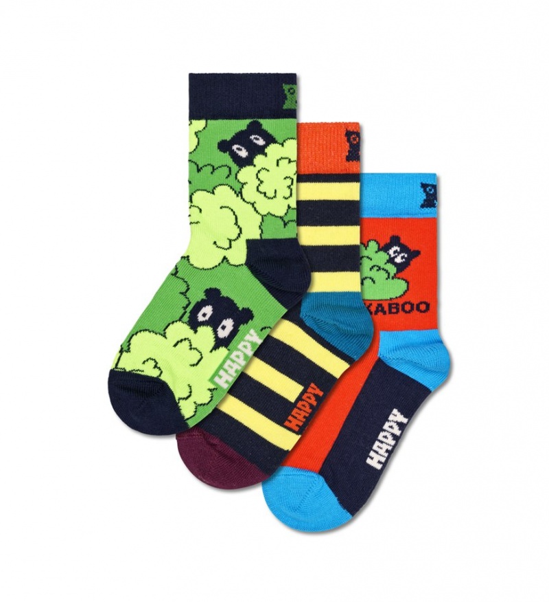 Happy Socks 3-Pack Peek-A-Boo Gift Set Kinder Navy | Schweiz 80713SEQI