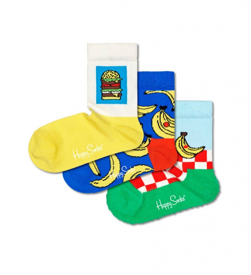 Happy Socks 3-Pack Picnic Socks Gift Set Kinder Hellgelb | Schweiz 21854MZHJ