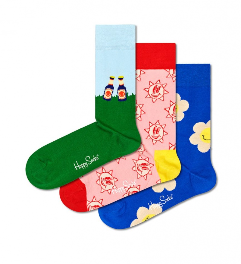 Happy Socks 3-Pack Picnic Time Socks Gift Set Unisex Rot | Schweiz 84163DEUS