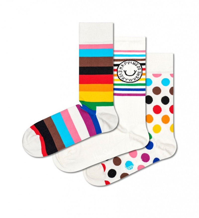 Happy Socks 3-Pack Pride Socks Gift Set Unisex Weiß | Schweiz 64587HEIP