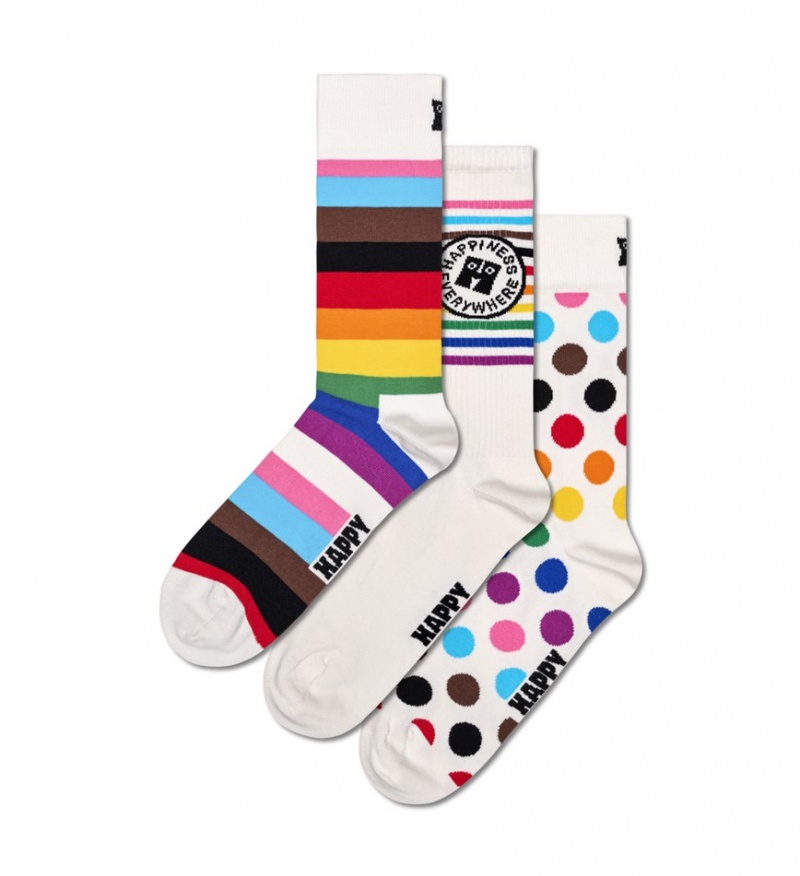 Happy Socks 3-Pack Pride Socks Gift Set Unisex Weiß | Schweiz 35698WCRZ