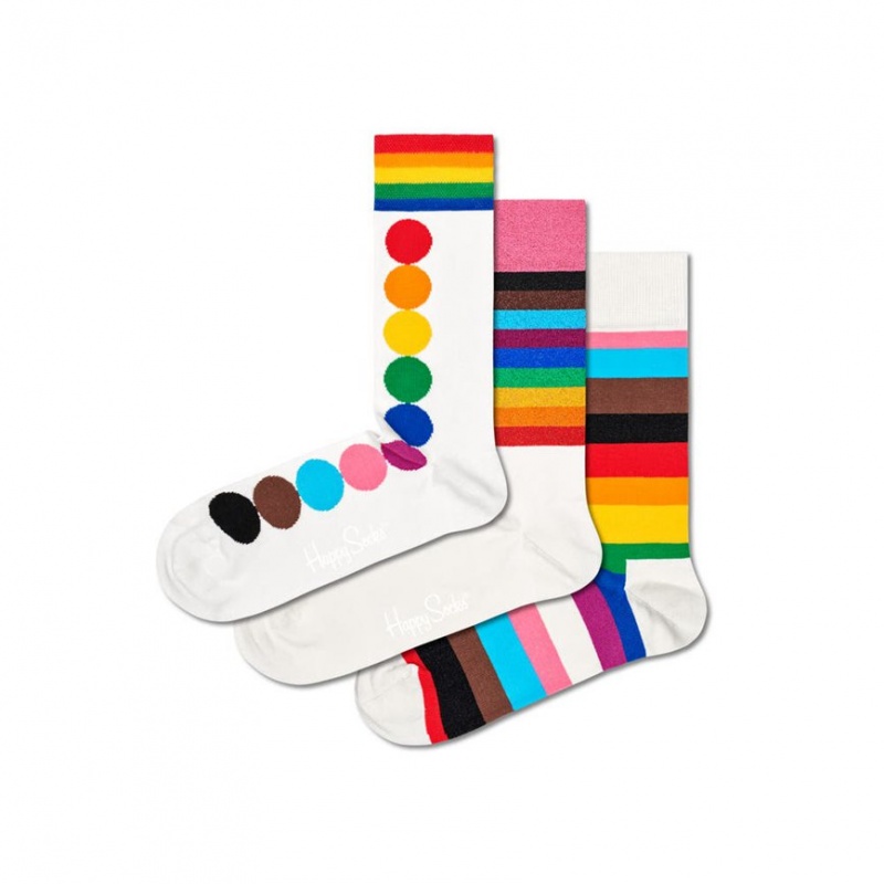 Happy Socks 3-Pack Pride Socks Gift Set Unisex Weiß | Schweiz 73985IVBH