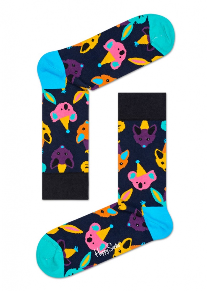 Happy Socks 3-Pack Singing Party Animal Birthday Gift Set Unisex Navy | Schweiz 12349UMWK