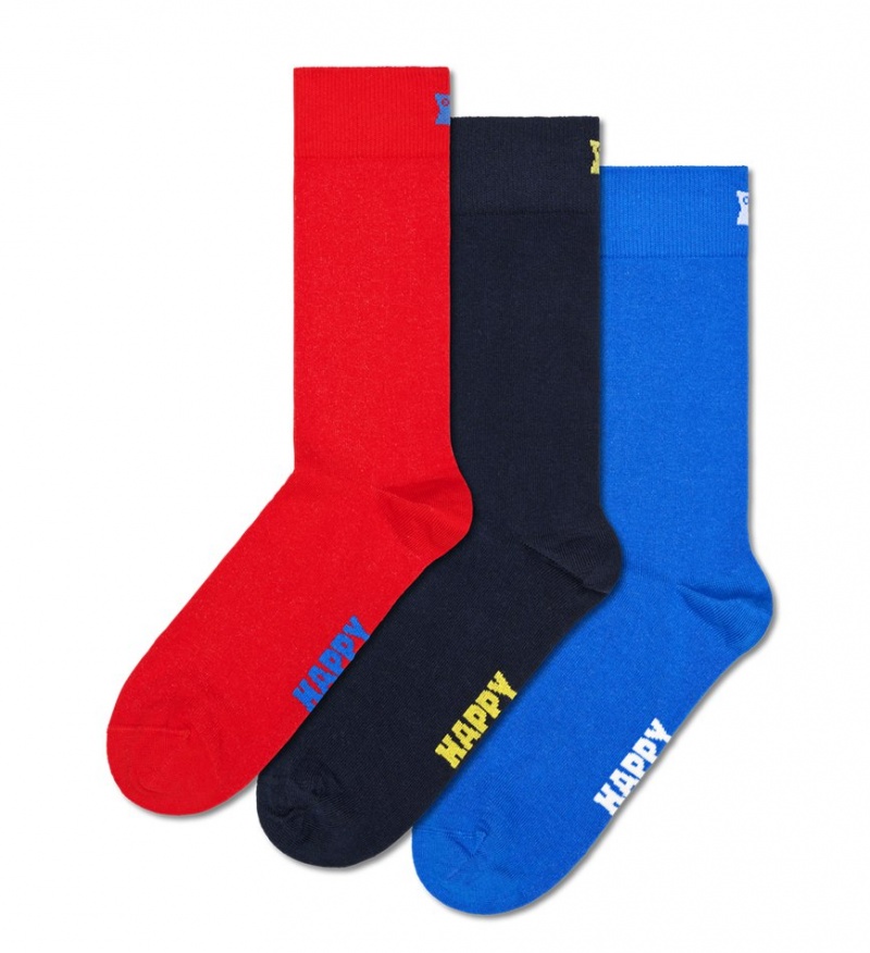 Happy Socks 3-Pack Solid Socken Unisex Blau | Schweiz 40873AMIC