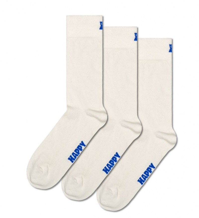 Happy Socks 3-Pack Solid Socken Unisex Weiß | Schweiz 81072LPYN