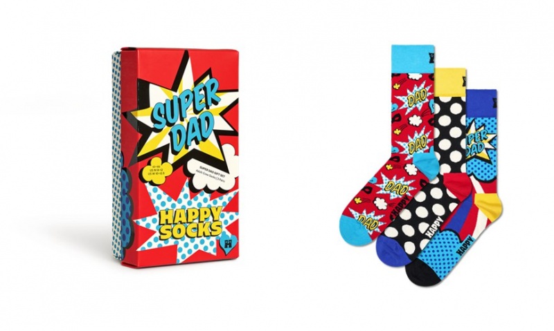 Happy Socks 3-Pack Super Dad Socks Gift Set Unisex Rot | Schweiz 72568WFVU