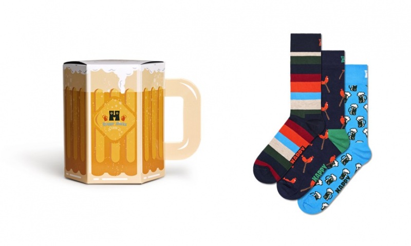 Happy Socks 3-Pack Wurst And Beer Socks Gift Set Unisex Navy | Schweiz 89025BWQA