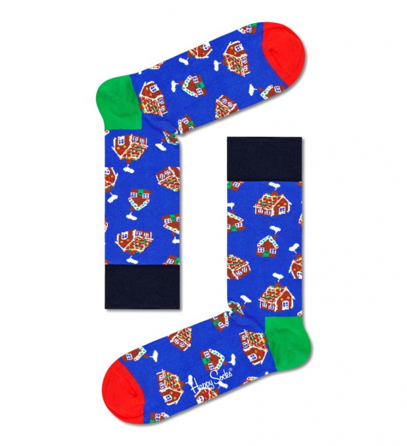 Happy Socks 4-Pack Gingerbread Cookies Socks Gift Set Unisex Navy | Schweiz 45360JLRW