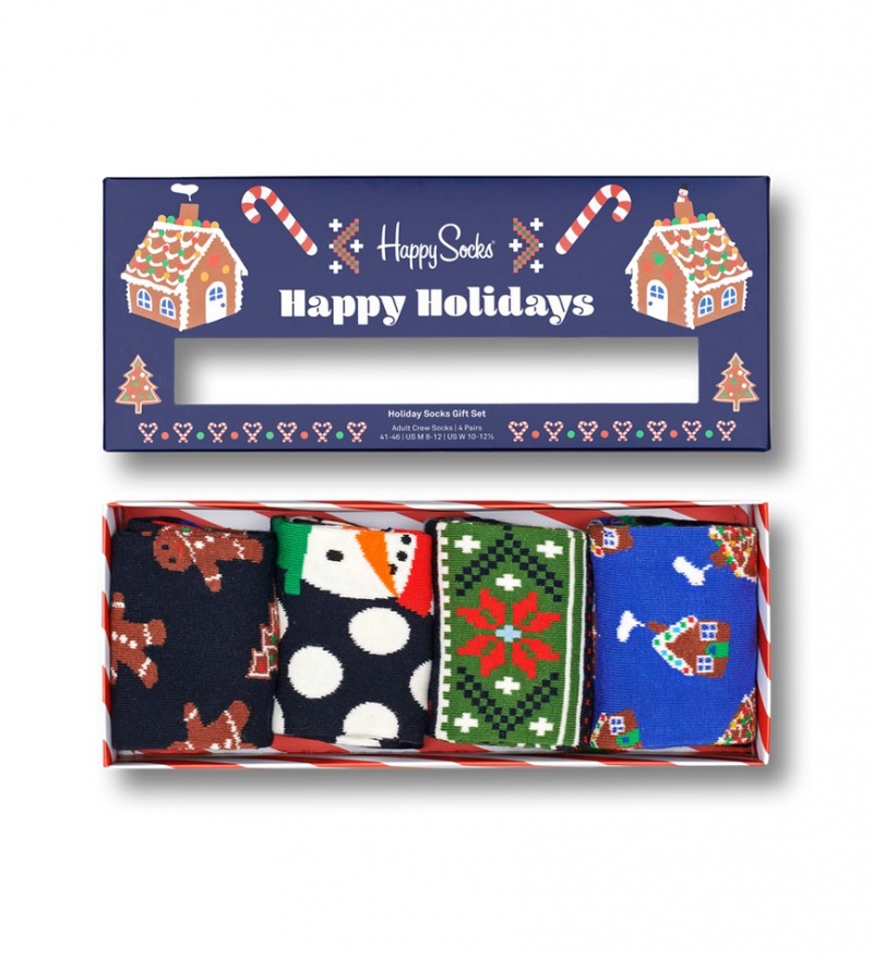 Happy Socks 4-Pack Gingerbread Cookies Socks Gift Set Unisex Navy | Schweiz 45360JLRW