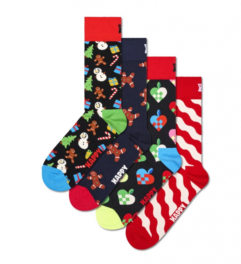 Happy Socks 4-Pack Gingerbread House Socks Gift Set Unisex Rot | Schweiz 45798IQAF