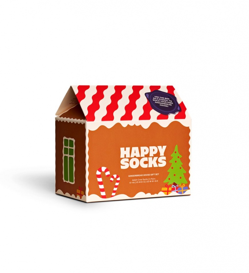 Happy Socks 4-Pack Gingerbread House Socks Gift Set Unisex Rot | Schweiz 45798IQAF