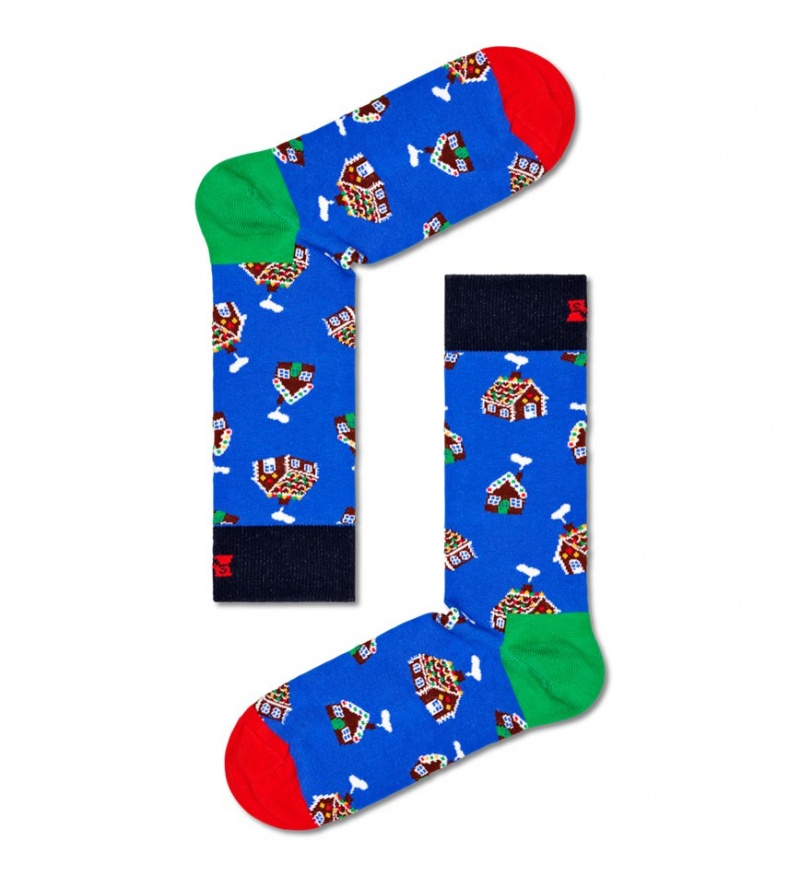 Happy Socks 4-Pack Gingerbread Socks Gift Set Unisex Navy | Schweiz 14326JUTA