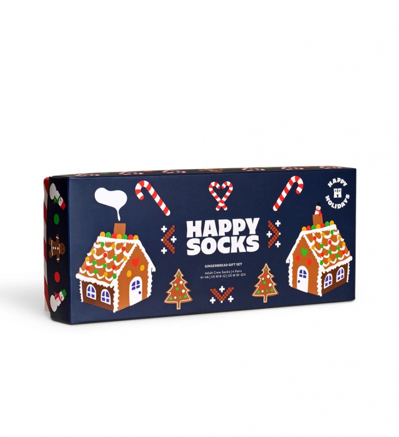 Happy Socks 4-Pack Gingerbread Socks Gift Set Unisex Navy | Schweiz 14326JUTA