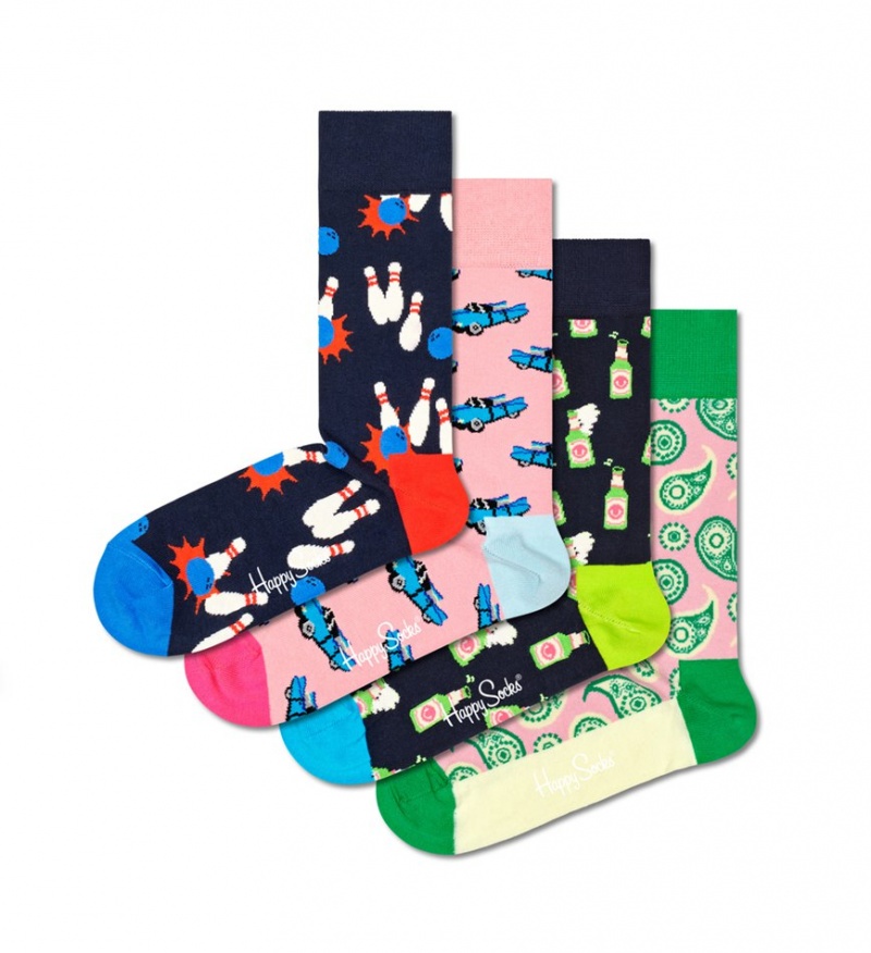 Happy Socks 4-Pack Go Bowling Socks Gift Set Unisex Navy | Schweiz 97312OVMH