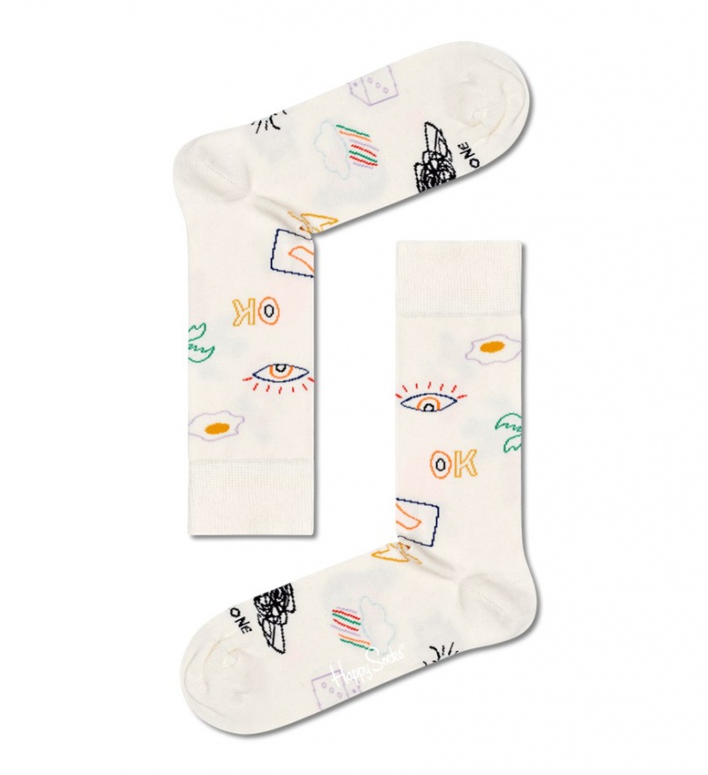 Happy Socks 4-Pack Good Times Socks Gift Set Unisex Weiß | Schweiz 72986SJHD