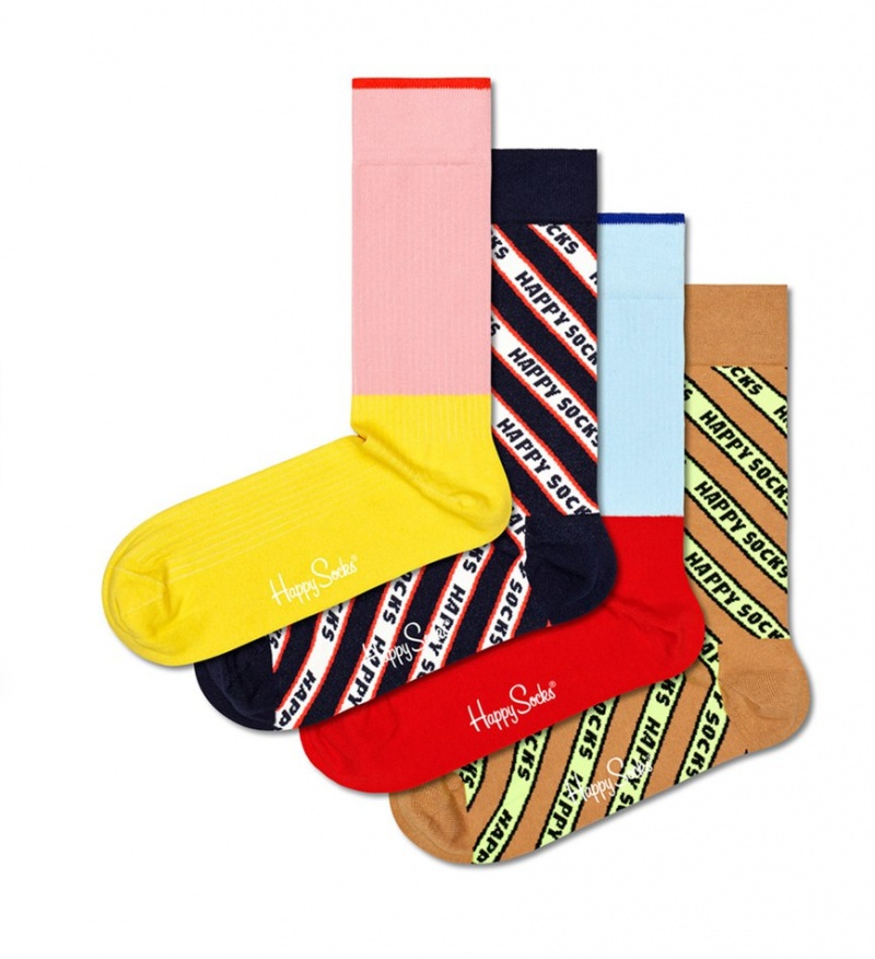 Happy Socks 4-Pack Happy Premium Socks Gift Set Unisex Gelb | Schweiz 75824ZJWP