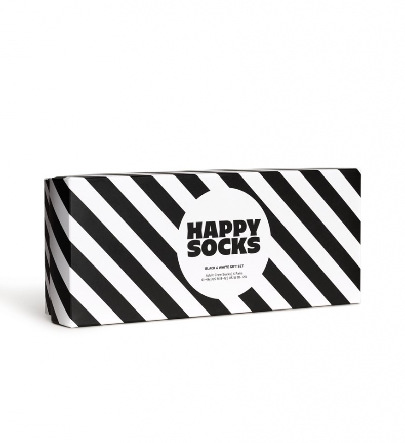 Happy Socks 4-Pack Klassische Black & White Socks Gift Set Unisex Schwarz | Schweiz 17504DLET