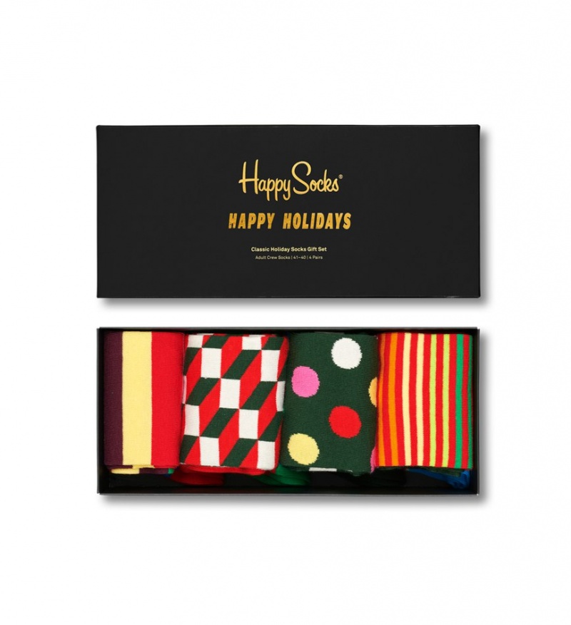 Happy Socks 4-Pack Klassische Holiday Socks Gift Set Unisex Schwarz | Schweiz 87369QUYS