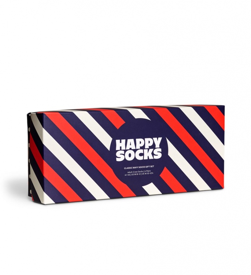 Happy Socks 4-Pack Klassische Navy Socks Gift Set Unisex Navy | Schweiz 05392HWLQ