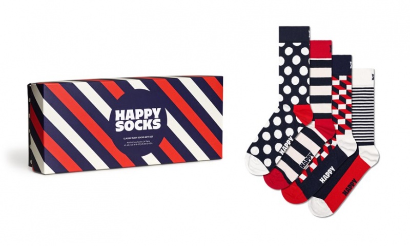 Happy Socks 4-Pack Klassische Navy Socks Gift Set Unisex Navy | Schweiz 05392HWLQ