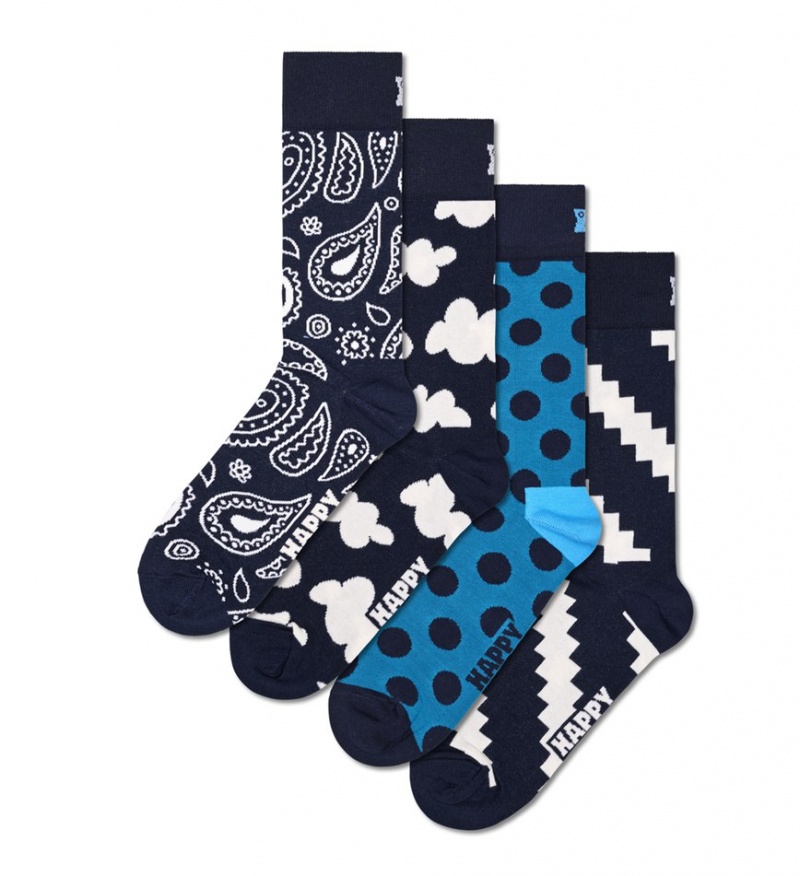 Happy Socks 4-Pack Moody Blues Socks Gift Set Unisex Navy | Schweiz 86752IZOW