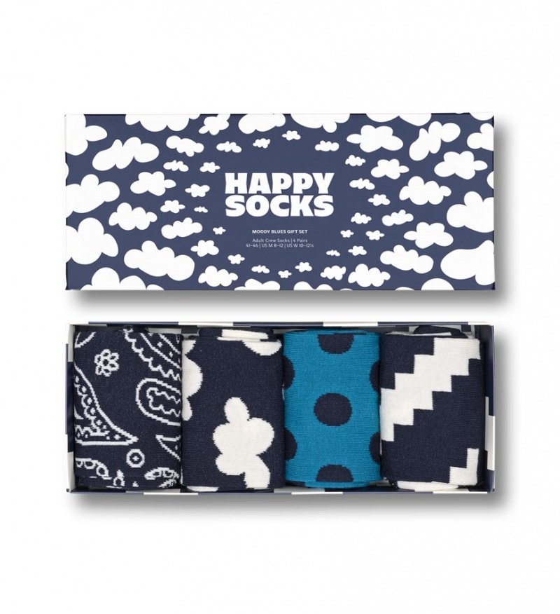 Happy Socks 4-Pack Moody Blues Socks Gift Set Unisex Navy | Schweiz 86752IZOW