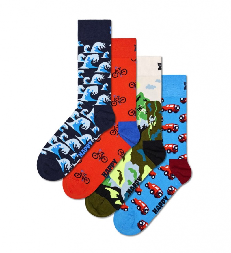 Happy Socks 4-Pack Out And About Socks Gift Set Unisex Navy | Schweiz 25140QWET